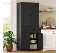 Homcom Freestanding Kitchen Storage Cabinet Drawer Cupboards Shelves, Black Black
