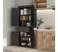 HOMCOM Freestanding Kitchen Storage Cabinet Drawers Cupboards Shelves in Black HOMCOM Black
