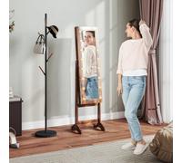 Homcom Free Standing Led Mirrored Jewelry Cabinet In Brown Brown
