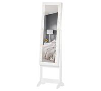 HOMCOM Freestanding LED Full-Length Mirrored Jewelry Cabinet Warm White HOMCOM White