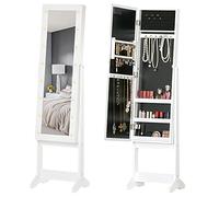 HOMCOM Free Standing LED Mirrored Jewelry Cabinet Armoire Floor Organiser