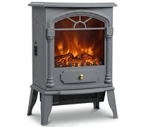 HOMCOM Freestanding Portable Fireplace with Adjustable Thermostat, Grey | Size: Medium HOMCOM Grey Medium