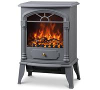 HOMCOM Freestanding Portable Fireplace with Adjustable Thermostat, Grey | Size: Medium HOMCOM Grey Medium