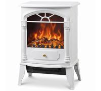 HOMCOM Freestanding Portable Fireplace with Adjustable Thermostat, White | Size: Small HOMCOM White Small