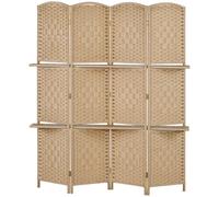 HOMCOM 4 Panel Folding Room Divider Screen 160 x 170cm Natural Wood Finish