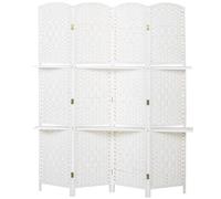 HOMCOM Freestanding Privacy Screen, 4 Panel Folding Room Divider for Living Room, Bedroom and Office, 160 x 170cm, White