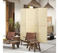 HOMCOM Freestanding Room Divider 4 Panel Folding Natural, 180 x 180cm