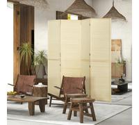 HOMCOM Freestanding Room Divider 4 Panel Folding Natural, 180 x 180cm