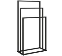 HOMCOM Freestanding Towel Rack, Steel Towel Rail Holder with 3 Bars, Black