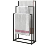 Homcom Freestanding Towel Rack, Steel Towel Rail Holder With 3 Bars, Black Black