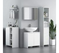 HOMCOM Freestanding Under Sink Cabinet with 2 Doors and Shelf, White - White - MDF - Modern