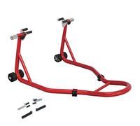 HOMCOM Front Motorcycle Paddock Stand Motorbike Stand with Anti-Slip Mat, Adjustable Pin and Swingarm Spool Adaptors, 200 kg Capacity, for 18", 17" and 10" Tyre, Red