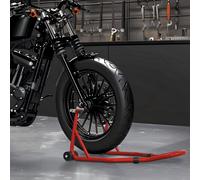HOMCOM Front Motorcycle Paddock Stand Motorbike Stand with Anti-Slip Mat, U-Shaped and L-Shaped Adapters, 200 kg Capacity, for 18", 17" and 10" Tyre, Red