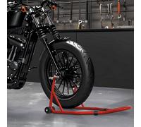 HOMCOM Front Motorcycle Paddock Stand Motorbike Stand with Anti-Slip Mat, U-Shaped and L-Shaped Adapters, 200 kg Capacity, for 18", 17" and 10" Tyre, Red