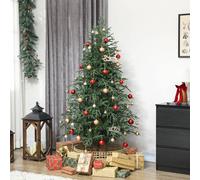Homcom Full Christmas Tree, Spruce Hinged Xmas Tree With Realistic Tips, Green Green 7ft