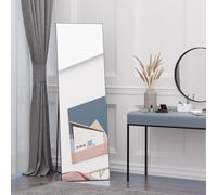 HOMCOM Full Length Dressing Mirror, Floor Standing or Wall Hanging, Aluminium Alloy Framed Full Body Mirror for Bedroom, Living Room, 50 x 161.5cm, Black Black