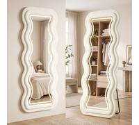 Homcom Full Length Mirror, 160 X 60 Cm Velvet Wall Standing Mirror, Cream
