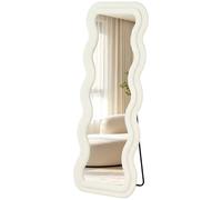 Homcom Full Length Mirror, 160 X 60 Cm Velvet Wall Standing Mirror, Cream