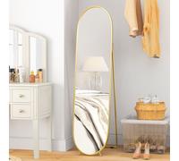 HOMCOM Oval Full Length Mirror with Metal Frame Hanging or Leaning in Gold HOMCOM Gold