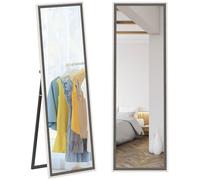 HOMCOM Full Length Mirror, 163 x 53 cm Full Body Mirror with Frame, Free Standing, Hanging or Leaning Against Wall for Bedroom, Living Room, Grey Wood Effect