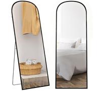 HOMCOM Full Length Mirror, 165x60cm, Arched, Free Standing, Black Frame