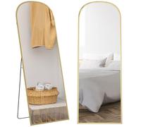 HOMCOM Full Length Mirror, 165x60cm, Arched, Free Standing, Gold Tone Frame