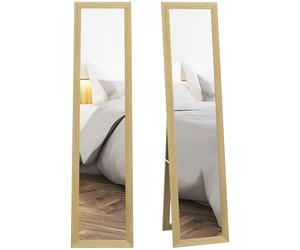 HOMCOM Full Length Mirror, 37 x 157 cm, Hanging or Freestanding, Rectangular Glass Full Body Mirror with Frame for Living Room, Bedroom, Cloakroom, Natural