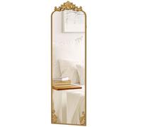 HOMCOM Full Length Mirror, 50 x 160 cm Hanging or Leaning Against Wall Floor Mirror with Baroque Metal Frame for Bedroom, Living Room, Dressing Room, Gold Tone