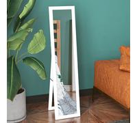 HOMCOM Full Length Mirror Farmhouse Wall Mirror Hanging Freestanding Natural - White