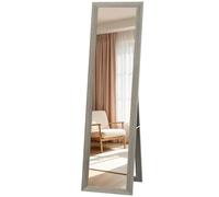 Homcom Full Length Mirror Farmhouse Wall Mirror Hanging Freestanding Grey Grey