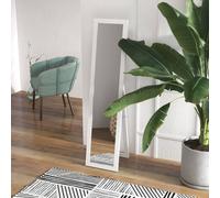 HOMCOM Rustic Full Length Mirror, Hanging and Freestanding Floor Mirror, Farmhouse Decorative Wall Mirror, for Living Room, Bedroom, 157 cm, White