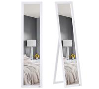 HOMCOM Full Length Mirror, Floor Standing or Wall-Mounted Long Mirror, Black - White