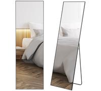 HOMCOM Full Length Mirror Floor Standing Wall-Mounted, Dressing Mirror Black
