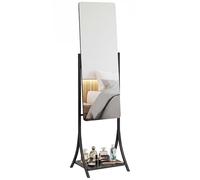 HOMCOM Freestanding Full Length Mirror Adjustable Full Body Mirror w/ Shelf - Black
