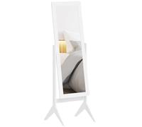 HomCom Freestanding Dressing Mirror Tall Adjustable Tilt 148x47 cm White
