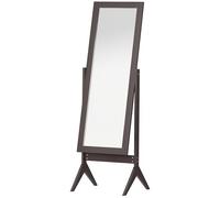 HOMCOM Freestanding Dressing Mirror 148X47cm Adjustable Angle Dark Brown Frame, Brown