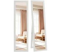 HOMCOM Full Length Mirror, Hanging or Freestanding, 37 x 157 cm, White | Rectangular Tempered Glass, Full Body Mirror with Frame, Living Room, Bedroom, Cloakroom