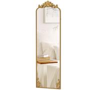 HOMCOM Full Length Mirror Hanging or Leaning Baroque 50 x 160 cm Gold Tone | Against Wall, Floor Mirror, Metal Frame, Bedroom, Living Room, Dressing Room