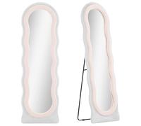 HOMCOM Full Length Mirror - Standing - Leaning or Wall Mirror - White and Pink | TJ Hughes