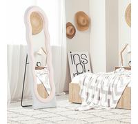 HOMCOM Full Length Mirror, Standing, Leaning or Wall Mirror, White & Pink HOMCOM Multicolor