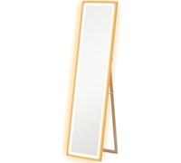 HOMCOM Full Length Mirror, with Adjustable Outer Light, Oak Aosom UK