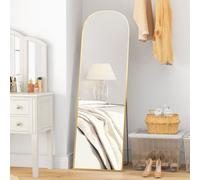 HOMCOM Full Length Mirror, 162x50cm Arched Free Standing Floor Mirror with Aluminium Alloy Frame, Hanging or Leaning for Living Room, Bedroom, Gold Tone Frame