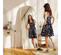 HOMCOM Full Length Mirror with Aluminium Alloy Frame Hanging or Leaning in Gold | Size: Large HOMCOM Gold Large