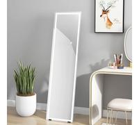 HOMCOM Full Length Mirror with LED Lights, 150x40cm Floor Mirror, Free Standing, Wall Mounted or Leaning, Full Size Body Mirror with Dimmable and 3 Colour Lighting for Bedroom, 32W, White