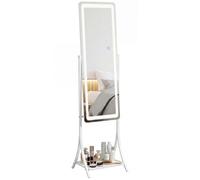 HOMCOM Full Length Mirror with LED Lights Dimmable Full Body Mirror White