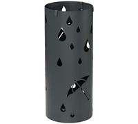 HOMCOM Galvanised Steel Umbrella Holder, Hollowed Umbrella Stand with 4 Hooks and Removable Drip Tray, Round Umbrella Basket for Hallway, Dark Grey