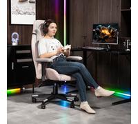 HOMCOM Gamer Computer Chair, Gaming Chair with Swivel Wheels, Pale Pink HOMCOM Pink
