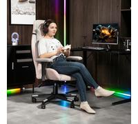 HOMCOM Gamer Computer Chair, Gaming Chair with Swivel Wheels, Pale Pink - Pink