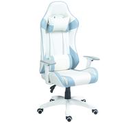 HOMCOM Gaming Chair for Adults Faux Leather Computer Chair w/ 3D Armrests Pink - Light Blue