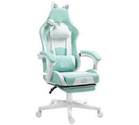 HOMCOM Gaming Chair with Footrest, Reclining Computer Chair, Light Blue, Blue